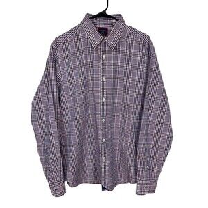 UNTUCKit Long Sleeve Button Down Shirt Plaid Pink Blue Large Wrinkle Free